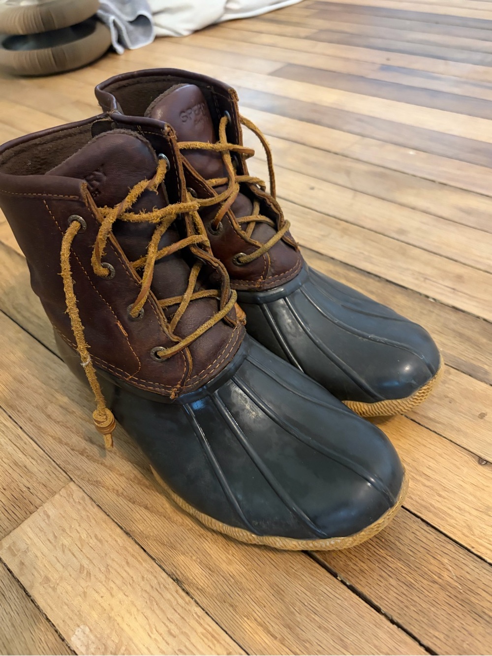 Sperry Brown Leather and Dark Green Duck Lace-Up Boots